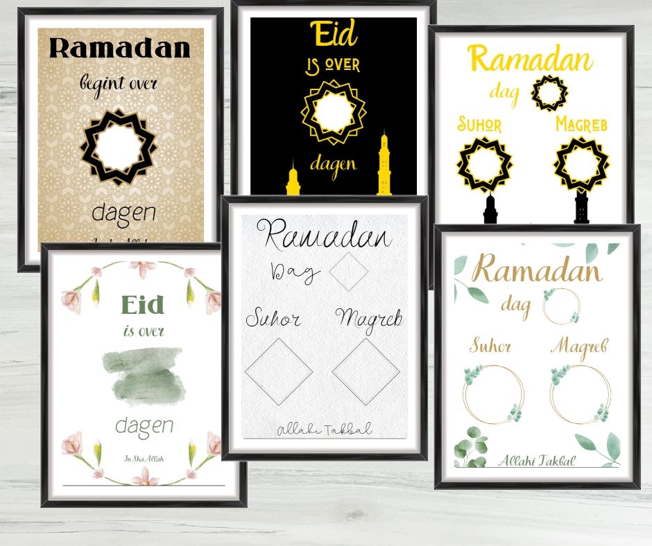 silhouet Bij naam zwaard Ramadan & Eid posters afdrukken | Aftelkalender & Suhor / Magreb tijden