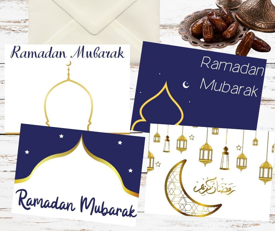 Dakraam planter Verminderen Ramadan Mubarak Wenskaarten set van 4 | Postkaarten Printable