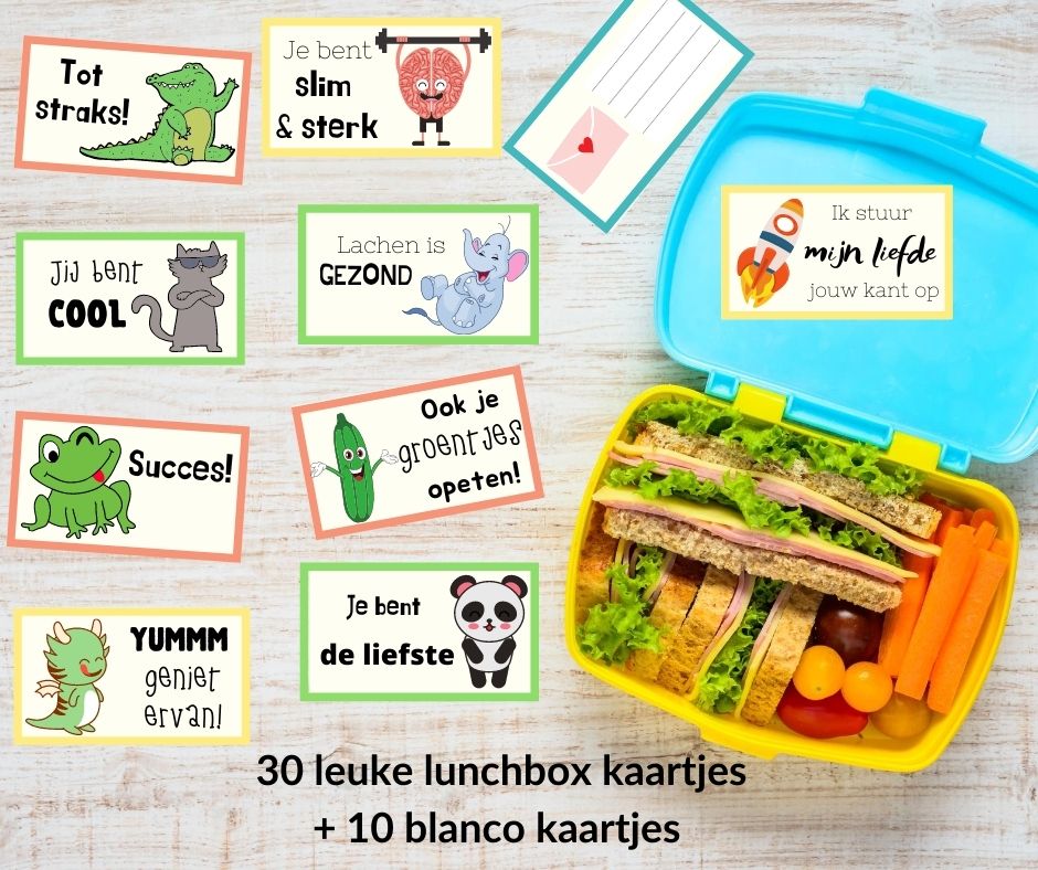 Ontslag Eik Kleren Lunchbox kaartjes voor kinderen downloaden | Bericht in de broodtrommel